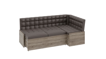 Скамья угловая со спальным местом «Форест» (Дуб Сонома трюфель/Кожзам коричневый