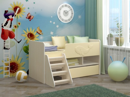 Кровать Юниор-3 МДФ 3 Д (Д-1430 х В-1100 х Г-800 мм/сп.место 1400 х  700 мм)Разные Цвета