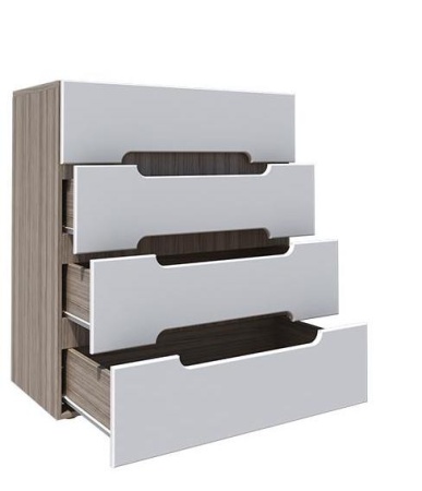 Комод Палермо МДФ Ясень Шимо Светлый/ фасад Белый Глянец (Ш-900 х Г-430 x В-1110 мм)