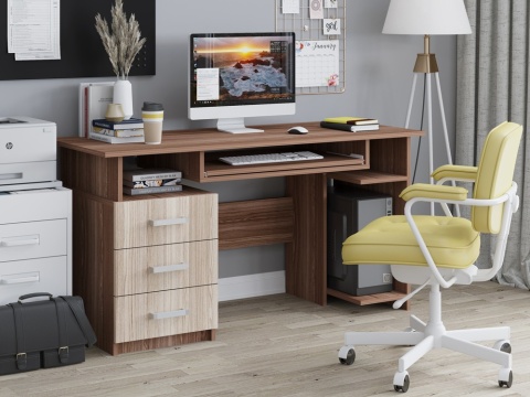  Стол Компьютерный Боско СК-9 Ясень Шимо Темный/Светлый (Ш-1400 х В-766 х Г-600 мм)