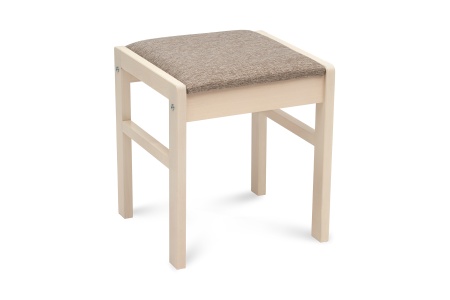 Табурет Модерн с мягкой крышкой выбеленная береза / темно-бежевый